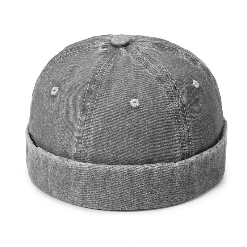 Berretto da marinaio vintage senza visiera in cotone lavato, casual - Grigio chiaro - Regolabile (22"-23 5/8") - image 10