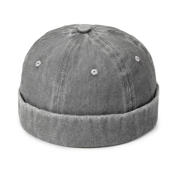 Berretto da marinaio vintage senza visiera in cotone lavato, casual - Grigio chiaro - Regolabile (22"-23 5/8") - image 10