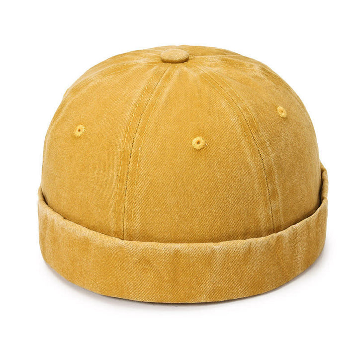 Berretto da marinaio vintage senza visiera in cotone lavato, casual - Giallo - Regolabile (22"-23 5/8") - image 8