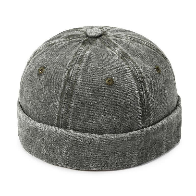 Berretto da marinaio vintage senza visiera in cotone lavato, casual - Verde militare - Regolabile (22"-23 5/8") - image 13