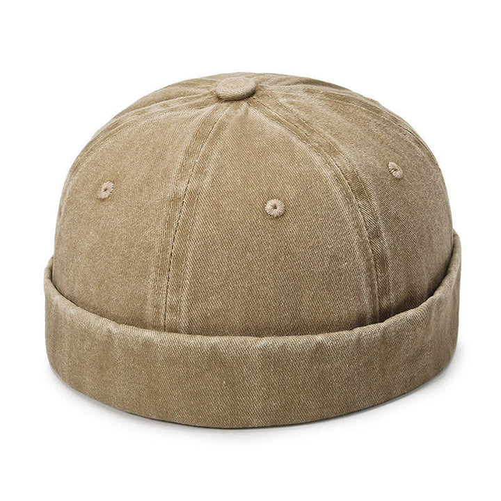 Berretto da marinaio vintage senza visiera in cotone lavato, casual - Cachi - Regolabile (22"-23 5/8") - image 11