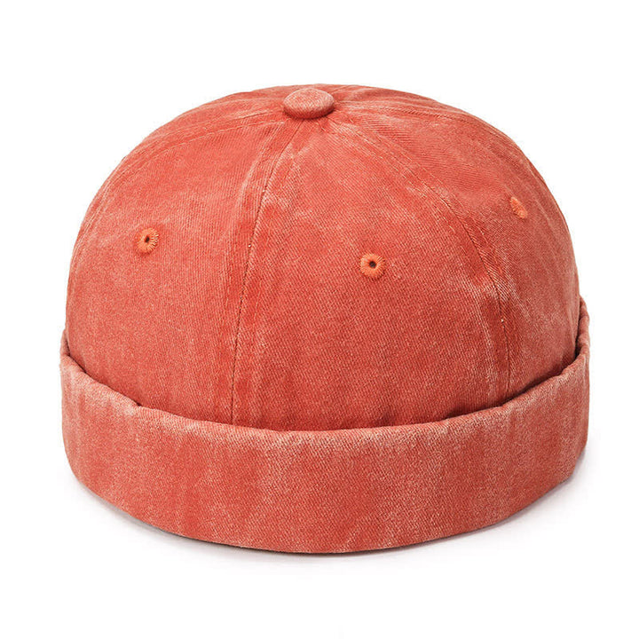 Berretto da marinaio vintage senza visiera in cotone lavato, casual - Arancia - Regolabile (22"-23 5/8") - image 15