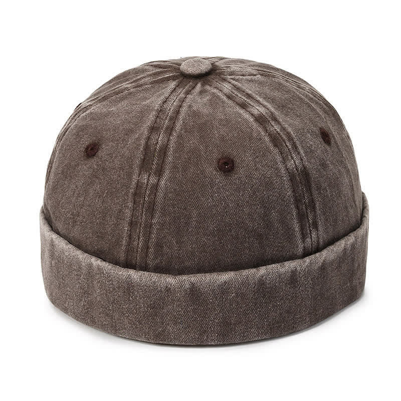 Berretto da marinaio vintage senza visiera in cotone lavato, casual - Caffè - Regolabile (22"-23 5/8") - image 12