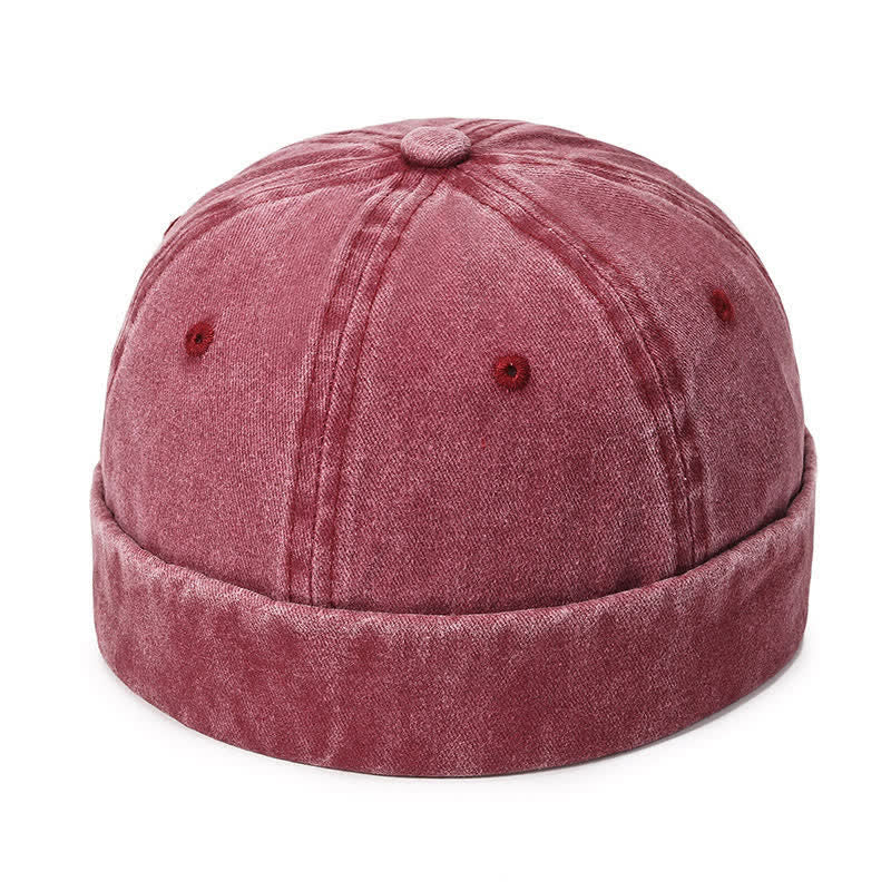 Berretto da marinaio vintage senza visiera in cotone lavato, casual - Vino - Regolabile (22"-23 5/8") - image 9