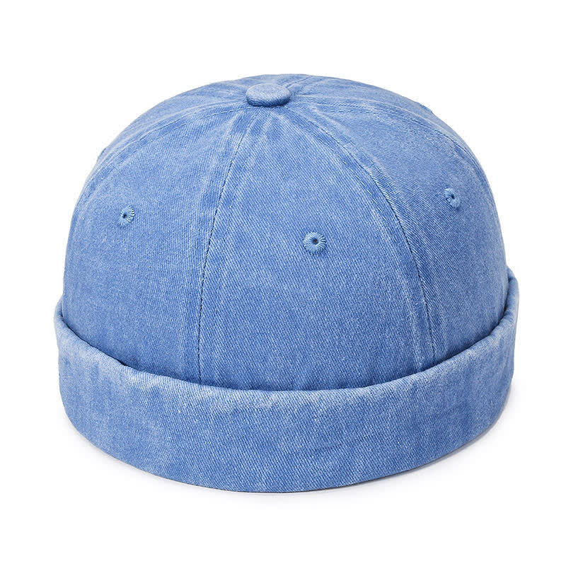 Berretto da marinaio vintage senza visiera in cotone lavato, casual - Azzurro chiaro - Regolabile (22"-23 5/8") - image 16