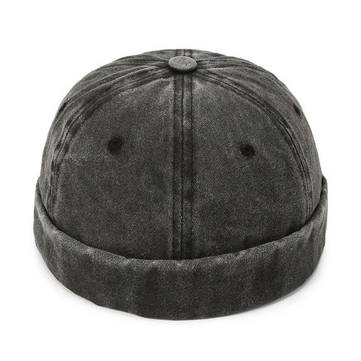 Berretto da marinaio vintage senza visiera in cotone lavato, casual - Nero - Regolabile (22"-23 5/8") - image 0