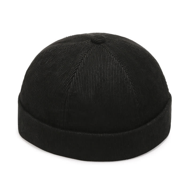 Berretto in velluto a coste senza visiera, tinta unita, modello Dockers - Nero - Regolabile (22"-23 5/8") - image 0