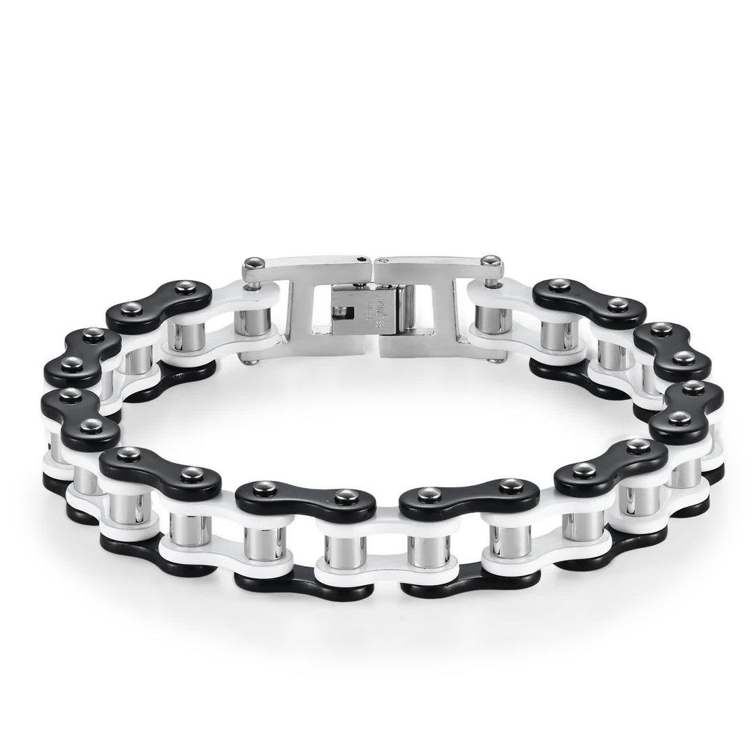 Cavalca con stile, senza paura, braccialetto a catena da moto - Bianco e nero - image 8