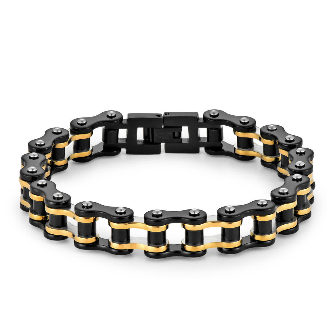 Cavalca con stile, senza paura, braccialetto a catena da moto - Nero e oro - image 13