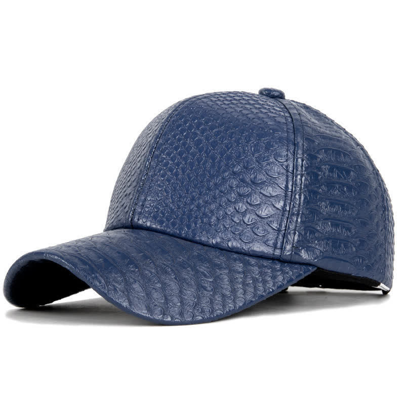 Cappellino da baseball in similpelle con texture effetto coccodrillo in rilievo - Marina - M (22"-22 7/8") - image 3