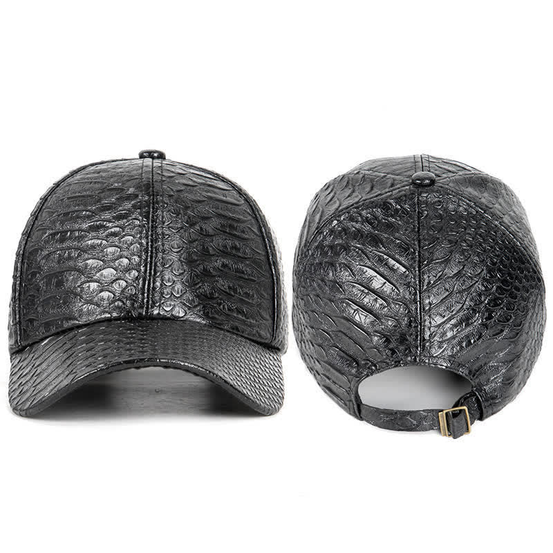 Cappellino da baseball in similpelle con texture effetto coccodrillo in rilievo - image 1
