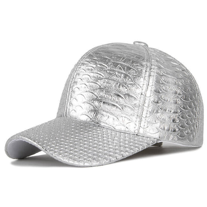 Cappellino da baseball in similpelle con texture effetto coccodrillo in rilievo - Argento - M (22"-22 7/8") - image 5