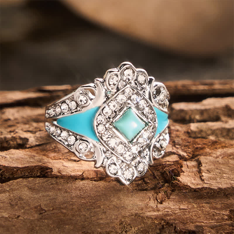 Anello da donna vintage con strass turchesi sintetici - image 5