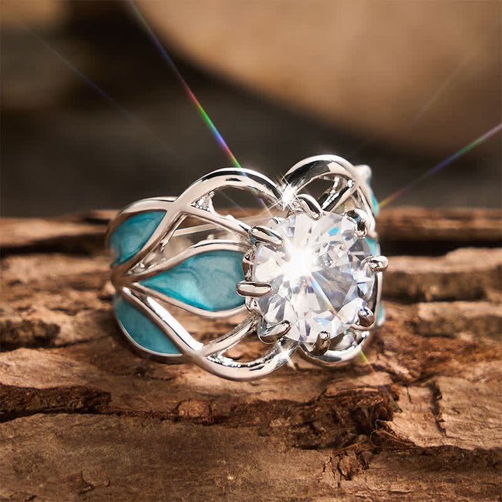 Anello da donna vintage con fiore, smalto e zirconi - image 4