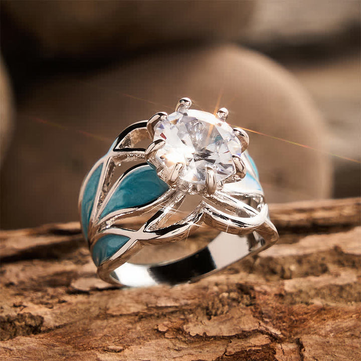 Anello da donna vintage con fiore, smalto e zirconi - image 3