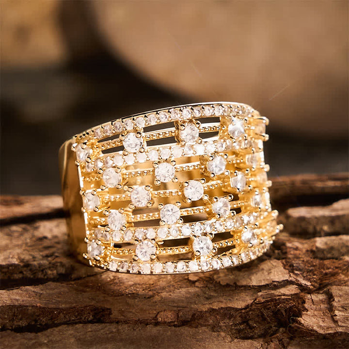 Anello da donna a fascia larga con pavé di zirconi. - image 10