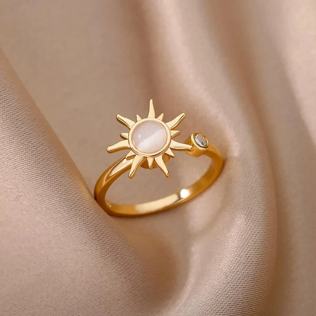 Anello antistress girevole e regolabile con motivo celeste. - Oro - Rame - image 0