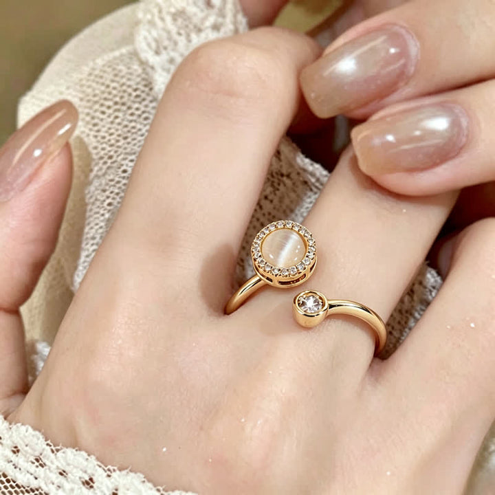 Anello antiansia regolabile con spinner a forma di occhio di gatto dorato - Oro - image 0
