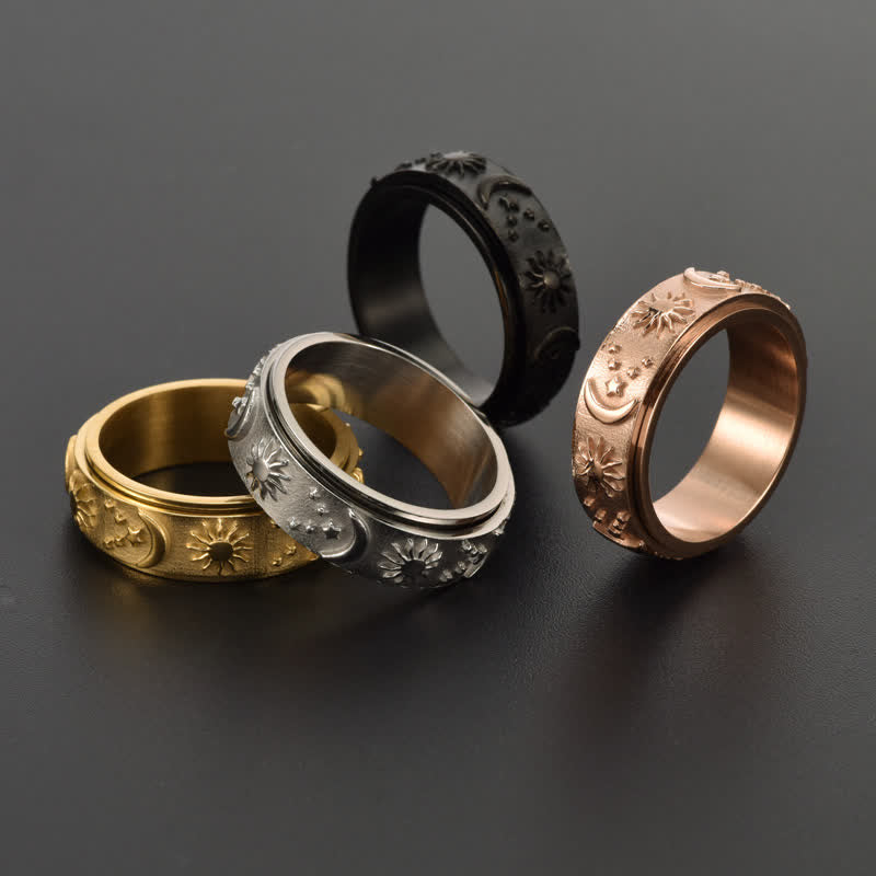 Anello anti-ansia rotante Sole Luna Stella per meditazione celeste - image 3