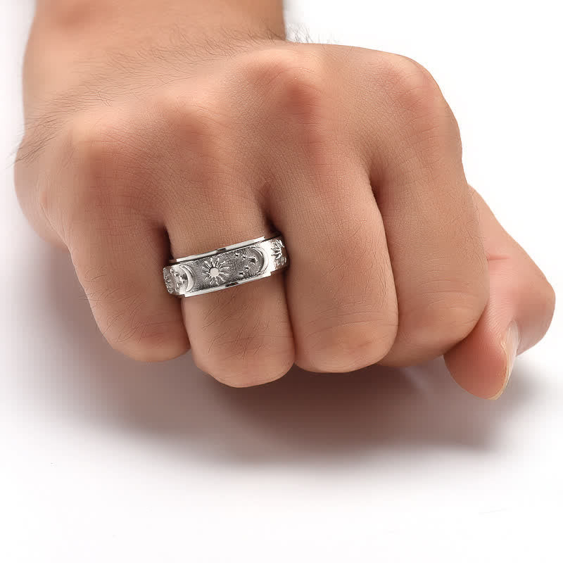 Anello anti-ansia rotante Sole Luna Stella per meditazione celeste - image 6
