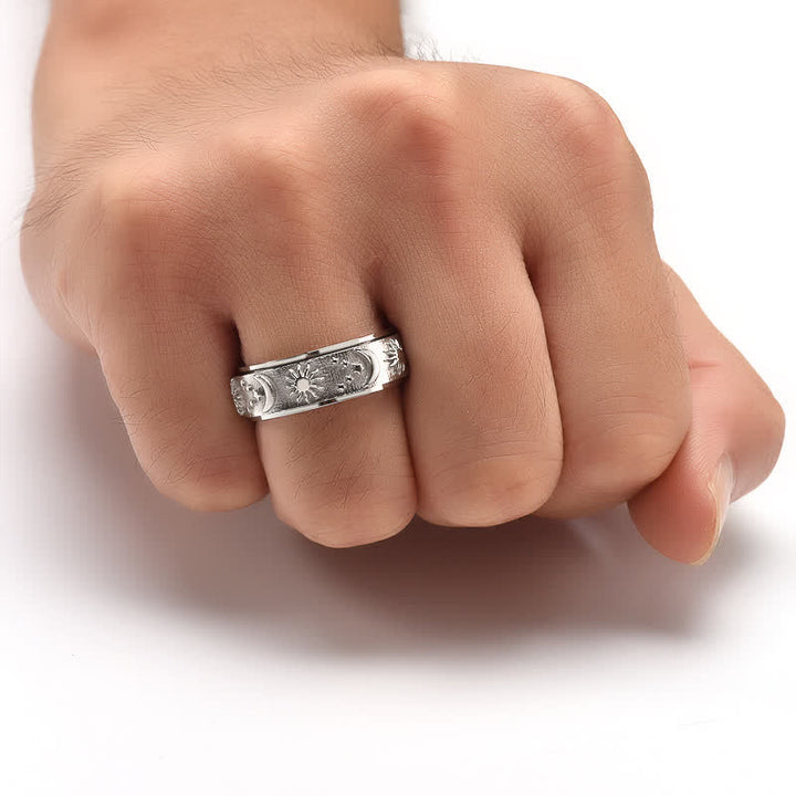 Anello anti-ansia rotante Sole Luna Stella per meditazione celeste - image 6