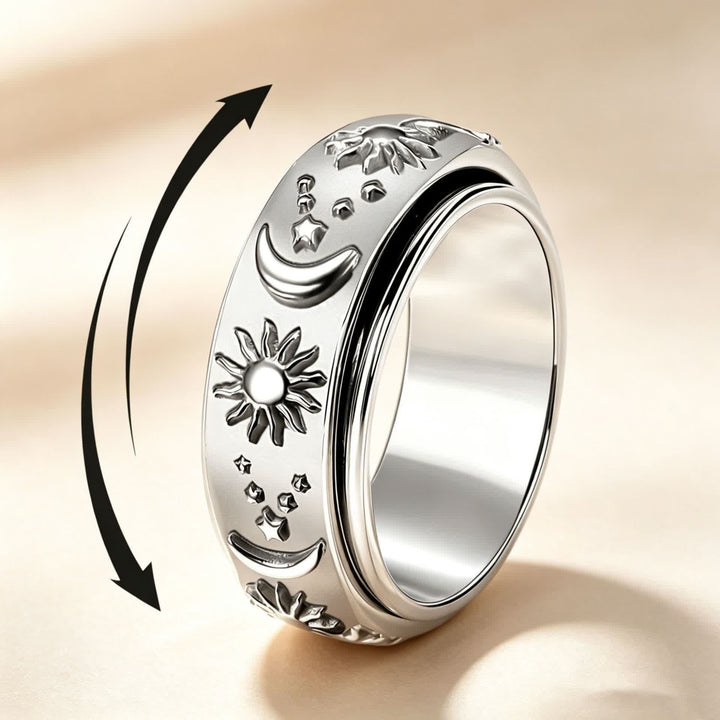 Anello anti-ansia rotante Sole Luna Stella per meditazione celeste - image 5