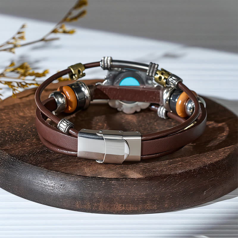 Bracciale in pelle intrecciato fatto a mano con ciondoli turchesi in stile boho. - image 19