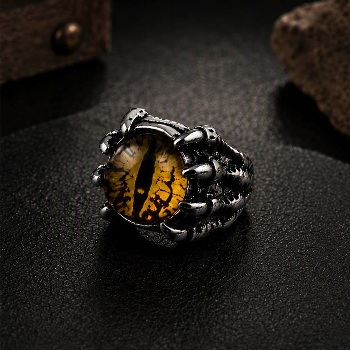 Anello con artiglio d'aquila demoniaco gotico, estetica occhio malvagio - Oro - Apertura - image 7