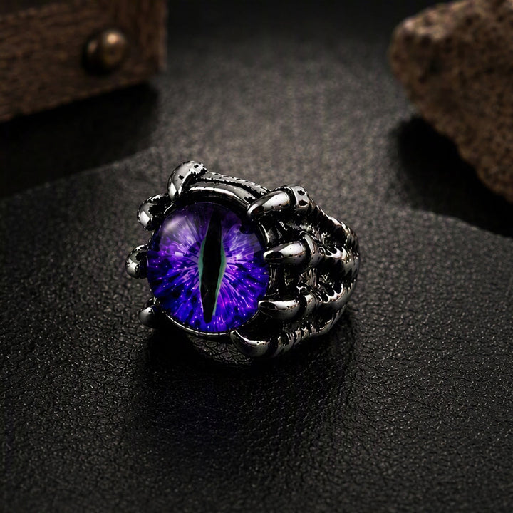 Anello con artiglio d'aquila demoniaco gotico, estetica occhio malvagio - Viola - Apertura - image 5