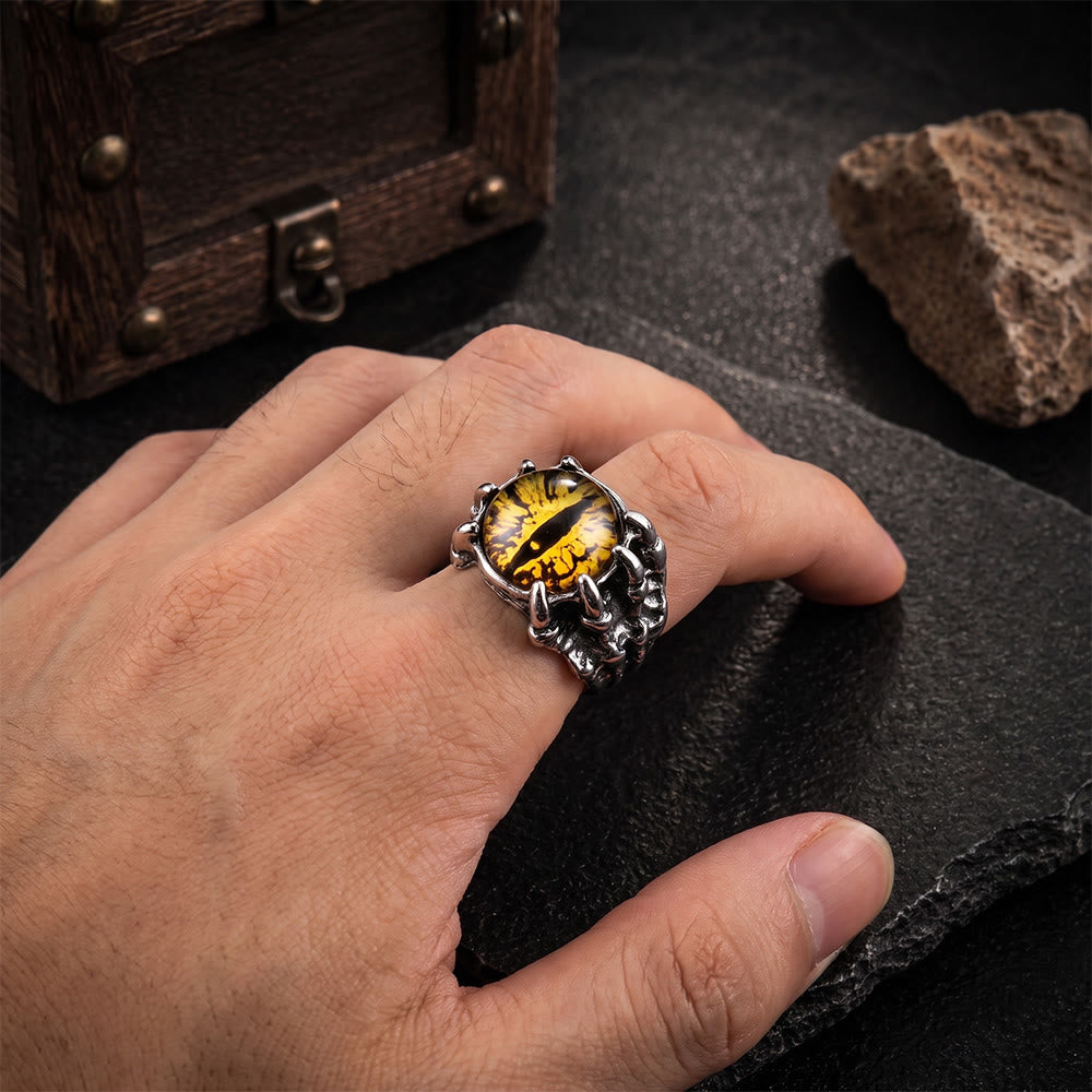 Anello con artiglio d'aquila demoniaco gotico, estetica occhio malvagio - image 8