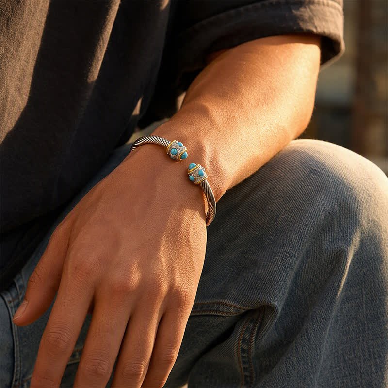 Bracciale aperto con cavo intrecciato turchese Eternal - image 1
