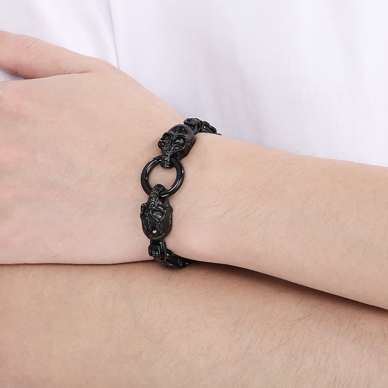 Bracciale da motociclista da uomo con doppia catena a teschio, pesante e spessa, stile King Chain. - image 8
