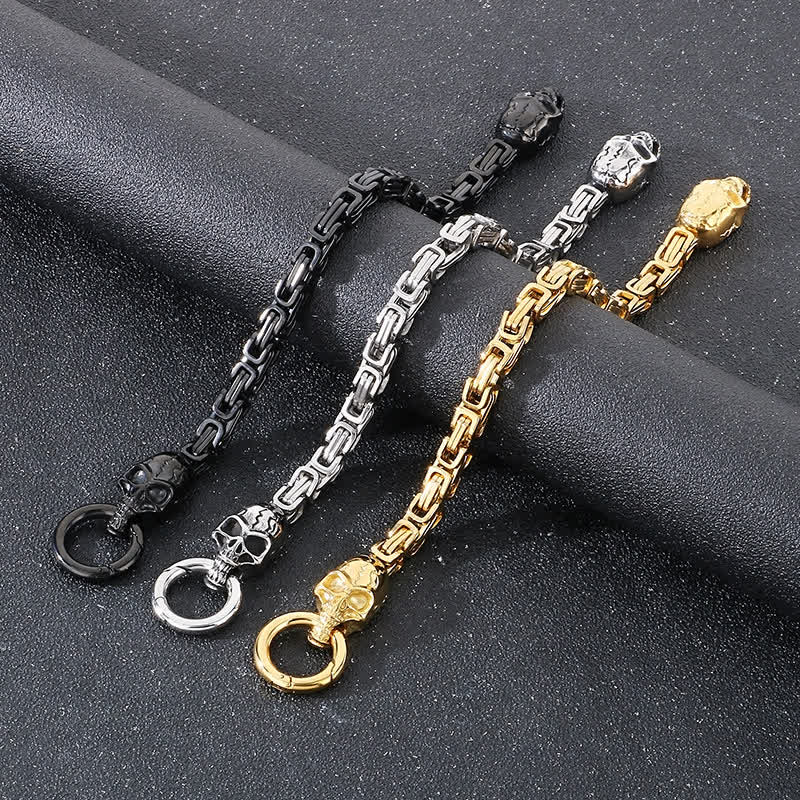 Bracciale da motociclista da uomo con doppia catena a teschio, pesante e spessa, stile King Chain. - image 5