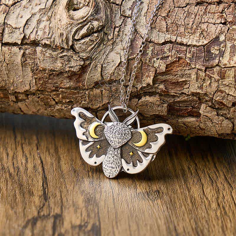 Collana con falena lunare celeste, lune e stelle gotiche - Argento - image 0