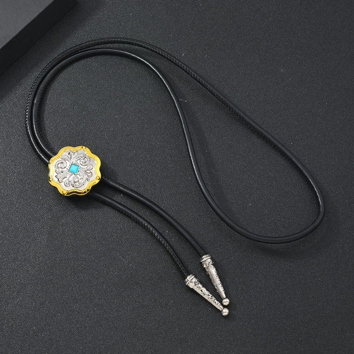 Collana Bolo Tie in filigrana d'argento antico oro - Stile n. 1 - image 1