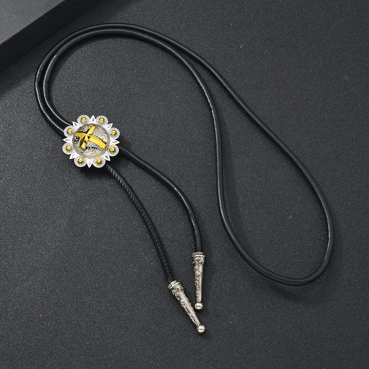 Collana Bolo Tie in filigrana d'argento antico oro - Stile n. 2 - image 3