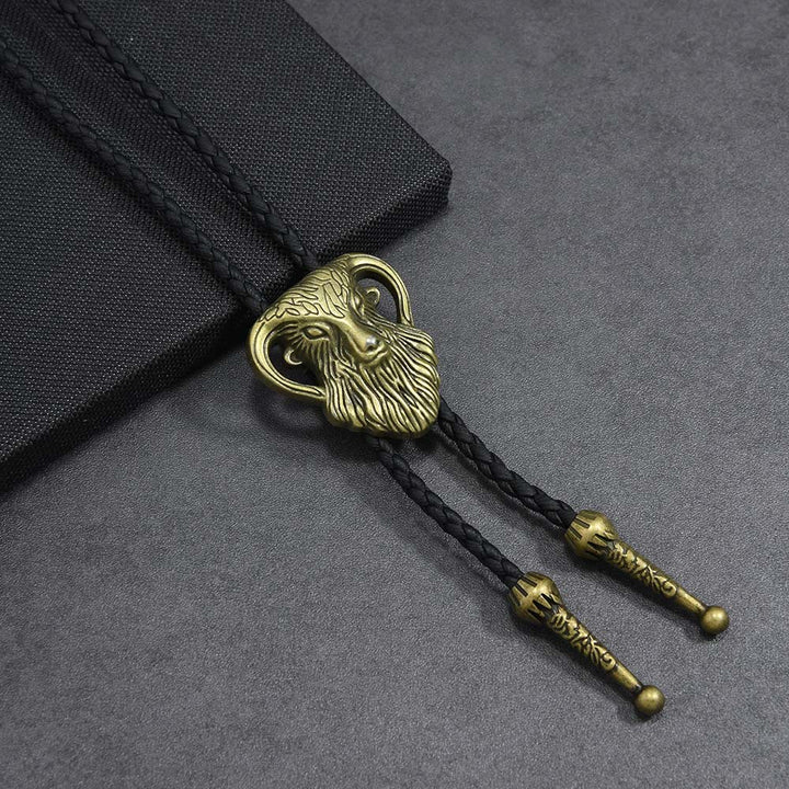 Cravatta bolo da uomo antica bicolore con testa di ariete intrecciata. - Bronzo - image 2