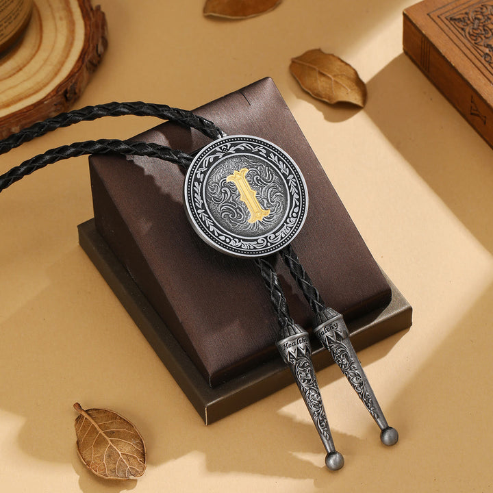 Cravatta bolo da uomo vintage western con monogramma in filigrana. - image 8