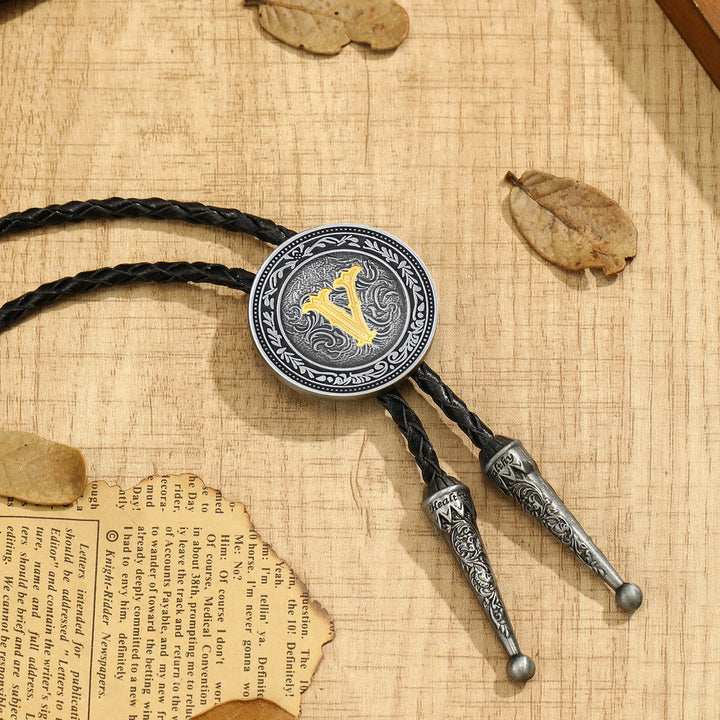 Cravatta bolo da uomo vintage western con monogramma in filigrana. - V - image 21