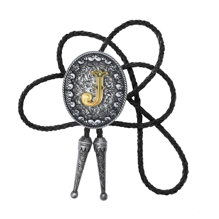 Cravatta bolo bicolore in stile classico con monogramma in rilievo. - J - image 11