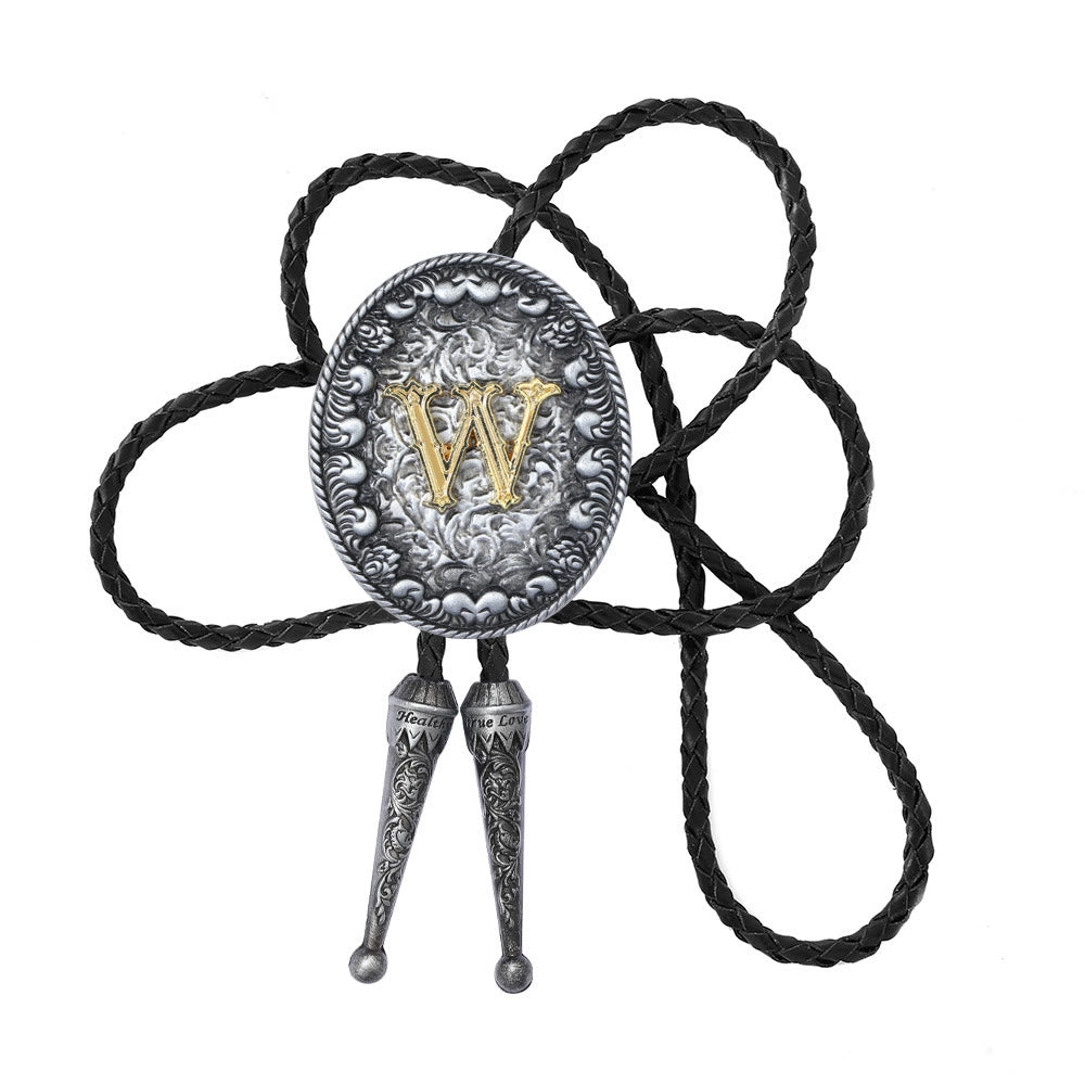 Cravatta bolo bicolore in stile classico con monogramma in rilievo. - W - image 24