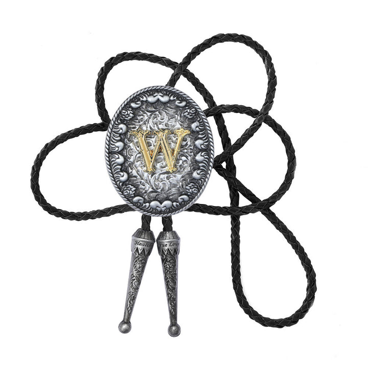 Cravatta bolo bicolore in stile classico con monogramma in rilievo. - W - image 24