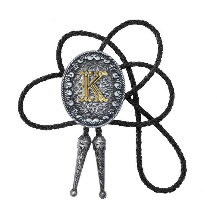 Cravatta bolo bicolore in stile classico con monogramma in rilievo. - K - image 12