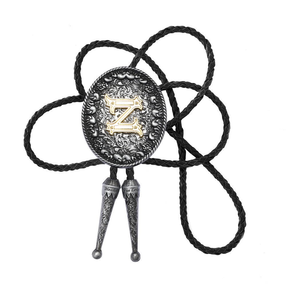 Cravatta bolo bicolore in stile classico con monogramma in rilievo. - Z - image 27