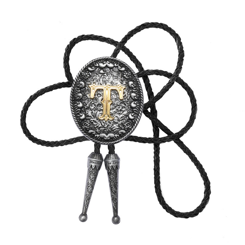 Cravatta bolo bicolore in stile classico con monogramma in rilievo. - T - image 21
