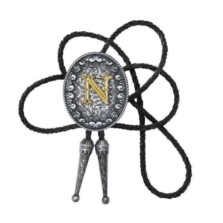 Cravatta bolo bicolore in stile classico con monogramma in rilievo. - N - image 15
