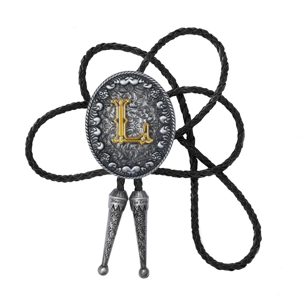 Cravatta bolo bicolore in stile classico con monogramma in rilievo. - L - image 13