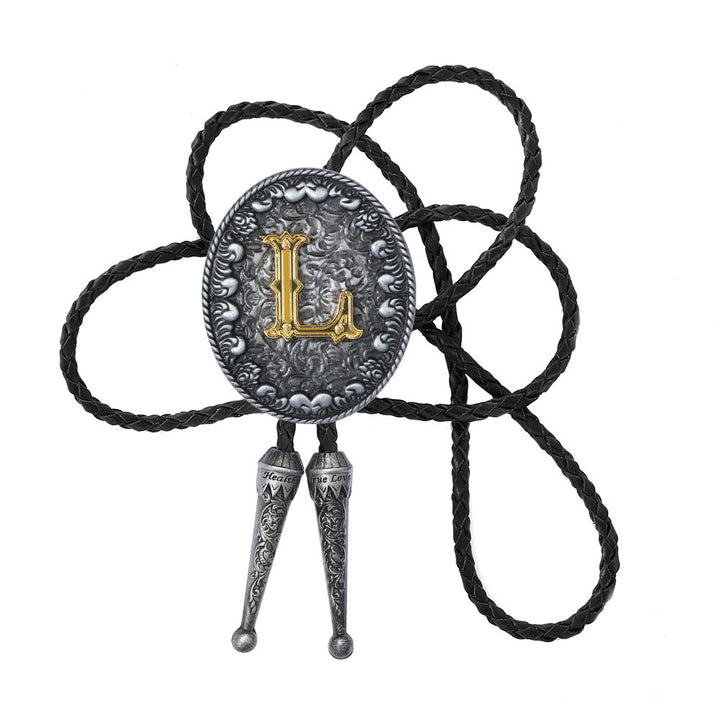 Cravatta bolo bicolore in stile classico con monogramma in rilievo. - L - image 13