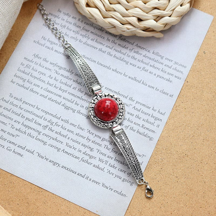 Collezione di bracciali etnici tribali vintage boho con pietre - Rosso - Girare - image 14