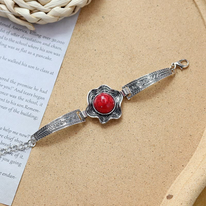 Collezione di bracciali etnici tribali vintage boho con pietre - Rosso - Fiore - image 10